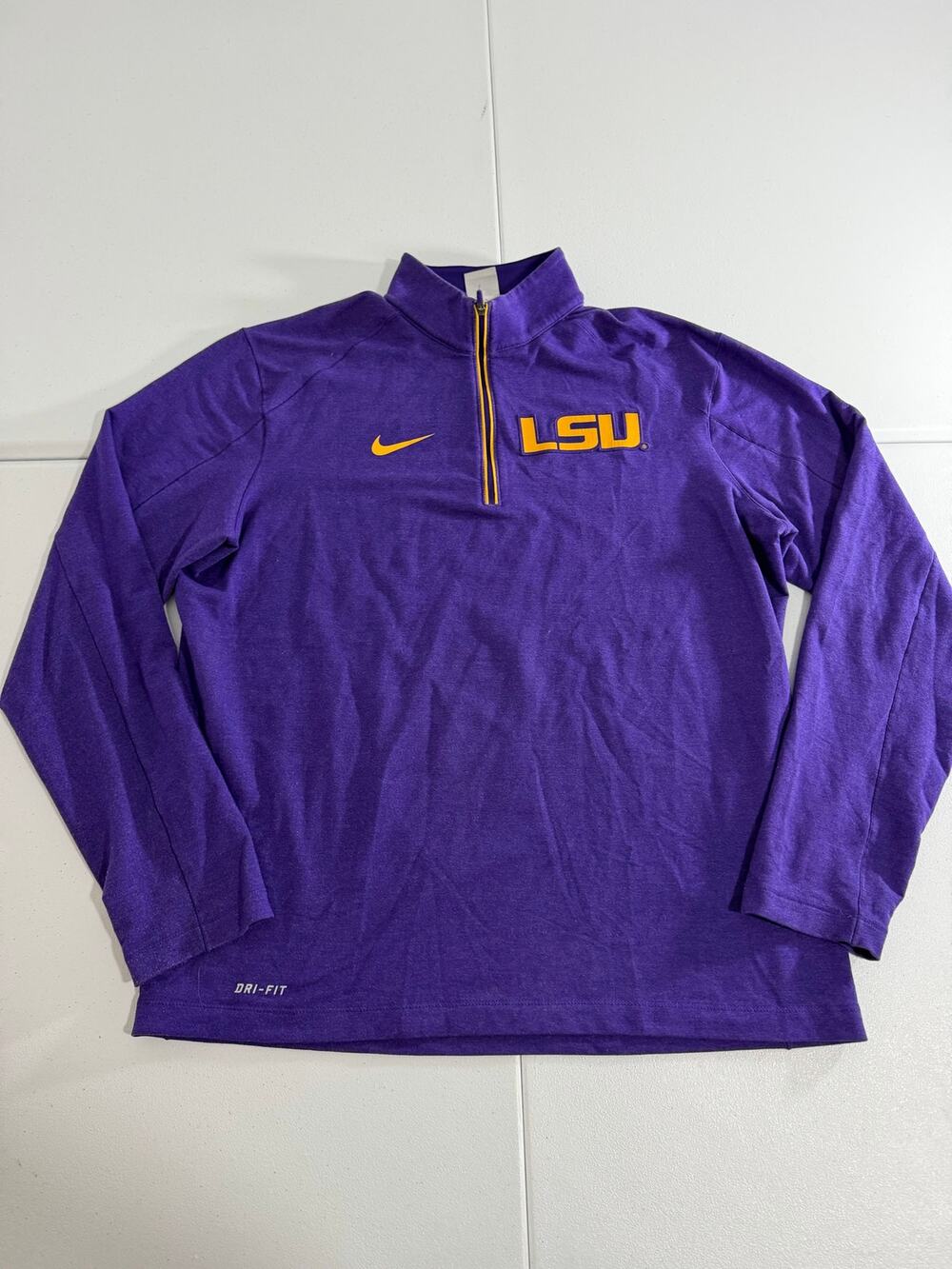 Nike Dri-Fit LSU Tigers Quarter Zip Pullover Mens L Purple Long Sleeve Golf